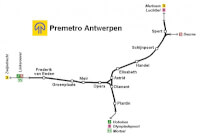 Metrokaart Antwerpen / Bron: LennartBolks, Wikimedia Commons (Publiek domein)