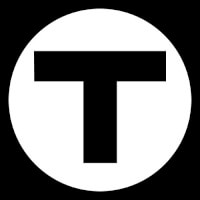 Het logo van de T, dat je op de metrostations aantreft (en op alle voertuigen van de MBTA)