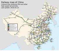 Netwerk van hogesnelheidstreinen in China / Bron: Howchou, Wikimedia Commons (CC BY-SA-3.0)